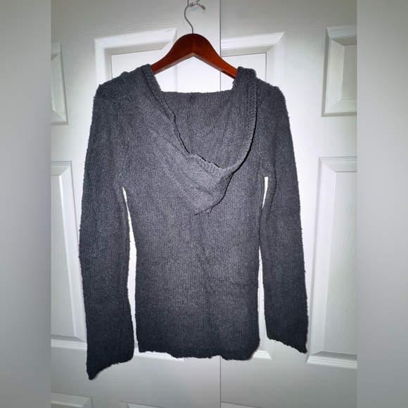 Y2K Roxy Gray Knit Hoodie Sweater Kangaroo Pocket Medium - Picture 5 of 5